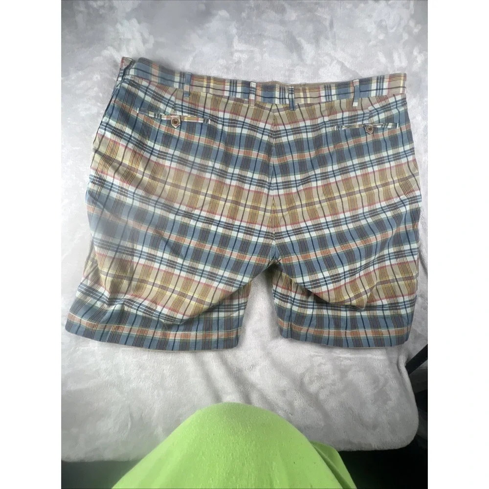 Polo Ralph Lauren Reversible Shorts Mens Size 52 Multicolor Plaid Khaki Cotton